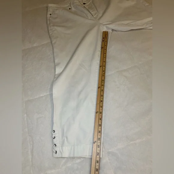 Talbots Cream Cropped Pants with Button Detail - Picture 3 of 8